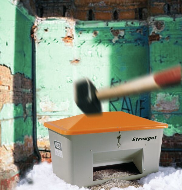 CEMO Streugutbehälter 700 l m. Entnahme 210.1020.030 - grau/orange