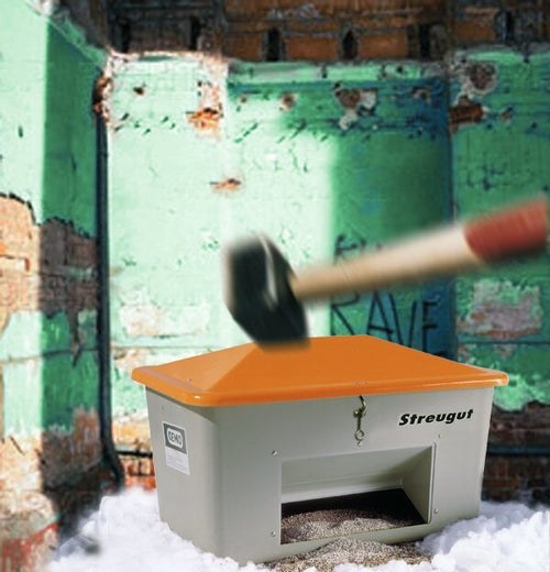 CEMO Streugutbehälter 700 l m. Entnahme 210.1020.030 - grau/orange