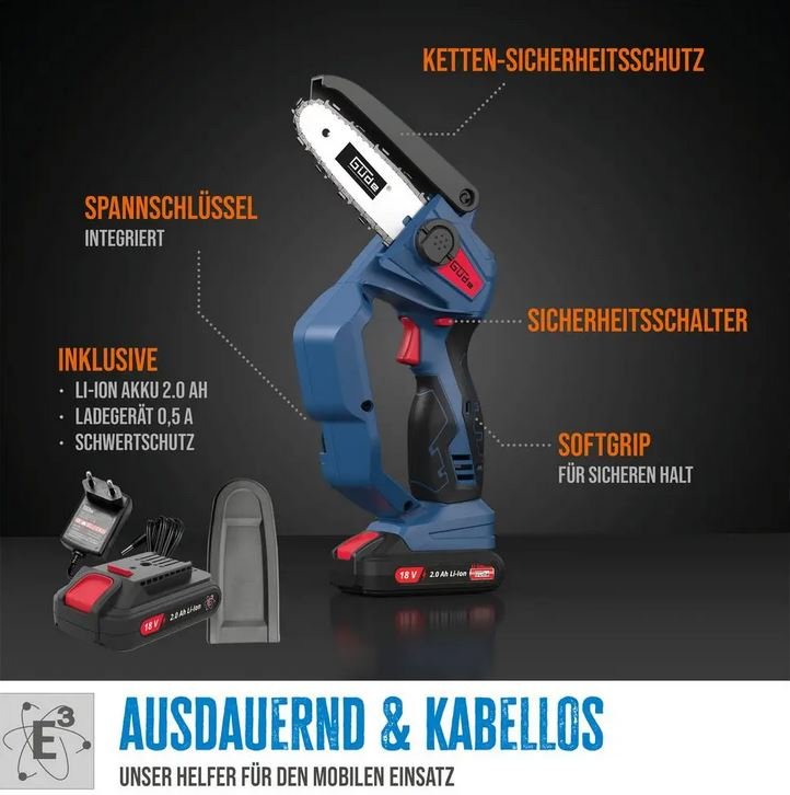 Güde Akku Minikettensäge MK 18-201-05  inkl. Akku und Ladegerät