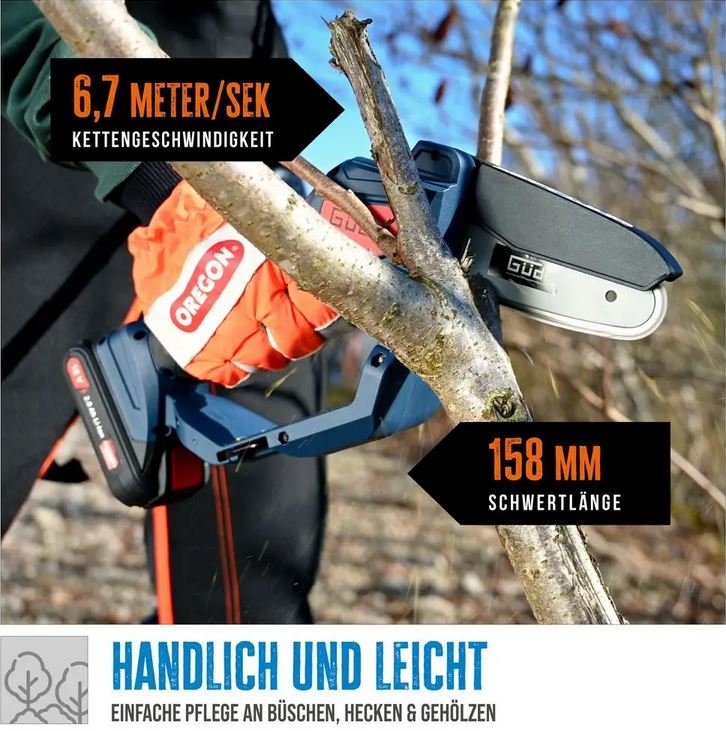 Güde Akku Minikettensäge MK 18-201-05  inkl. Akku und Ladegerät