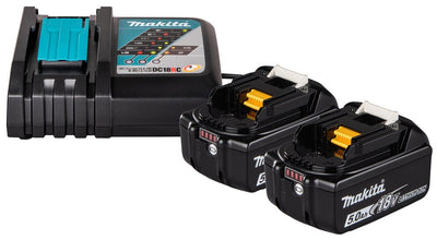 Makita Akku-Set Power Source-Kit 18V 2x 5,0Ah mit 2 Akkus und Schnellladegerät