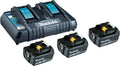Makita Akku Power Source Kit Li 18,0V mit 3 x Akku 5 Ah und Doppelladegerät