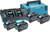 Makita Akku Power Source Kit Li 40V 5 Ah im MAKPAC Größe 3 mit 4 x Akku BL4050F, 5 Ah und 1 x Doppel-Schnellladegerät DC40RB