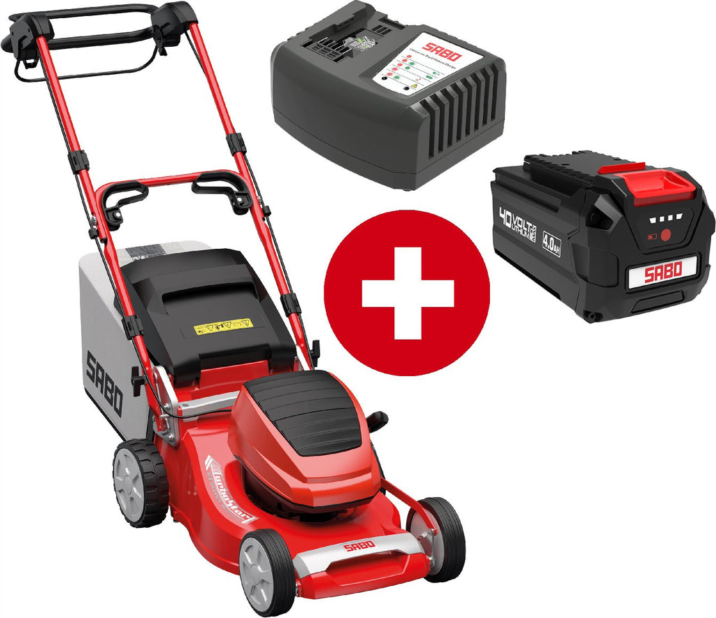 Sabo Akku-Rasenmäher 43-Accu VARIO mit 1 x 4 Ah Akku und Schnellladegerät