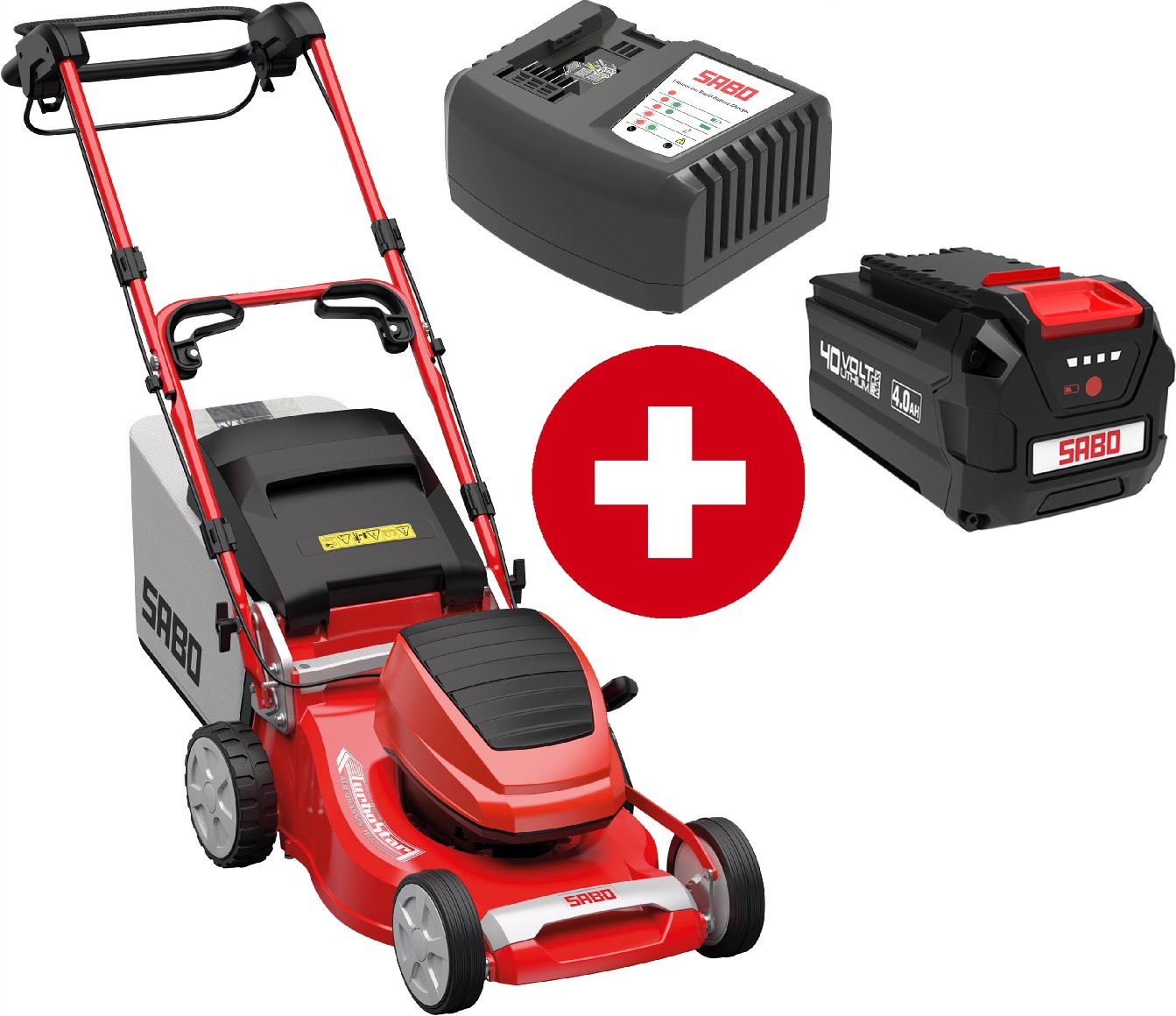 Sabo Akku-Rasenmäher 43-Accu VARIO mit 1 x 4 Ah Akku und Schnellladegerät