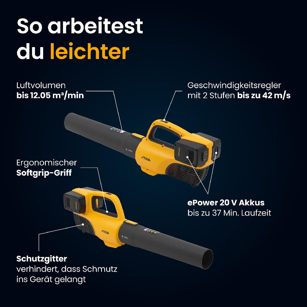 Stiga Akku Laubbläser BL 300e Kit Inklusive 2x 20V ePower-Akkus