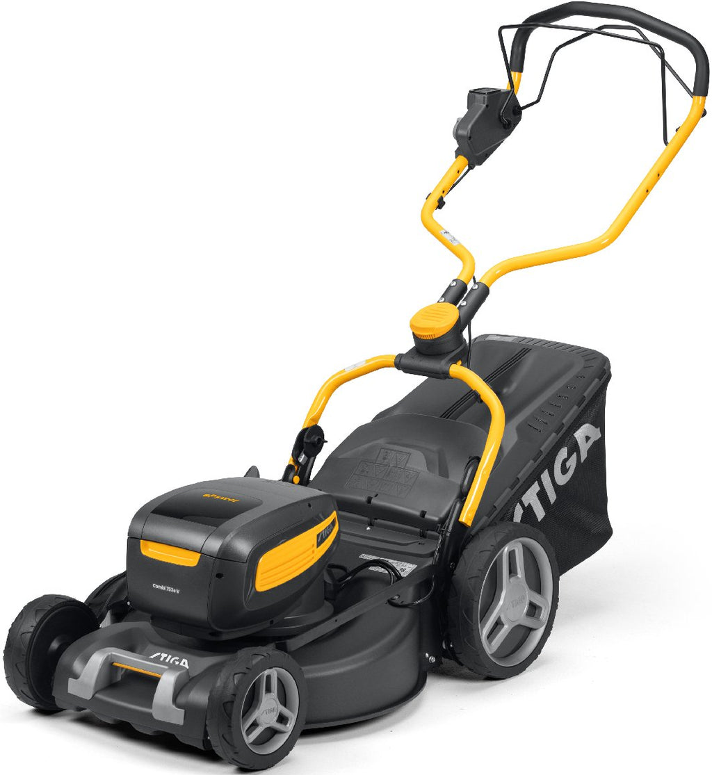 Stiga Akku-Rasenmäher Combi 753e V Kit mit 2x 5 Ah Akku und 2 x Schnell-Ladegerät