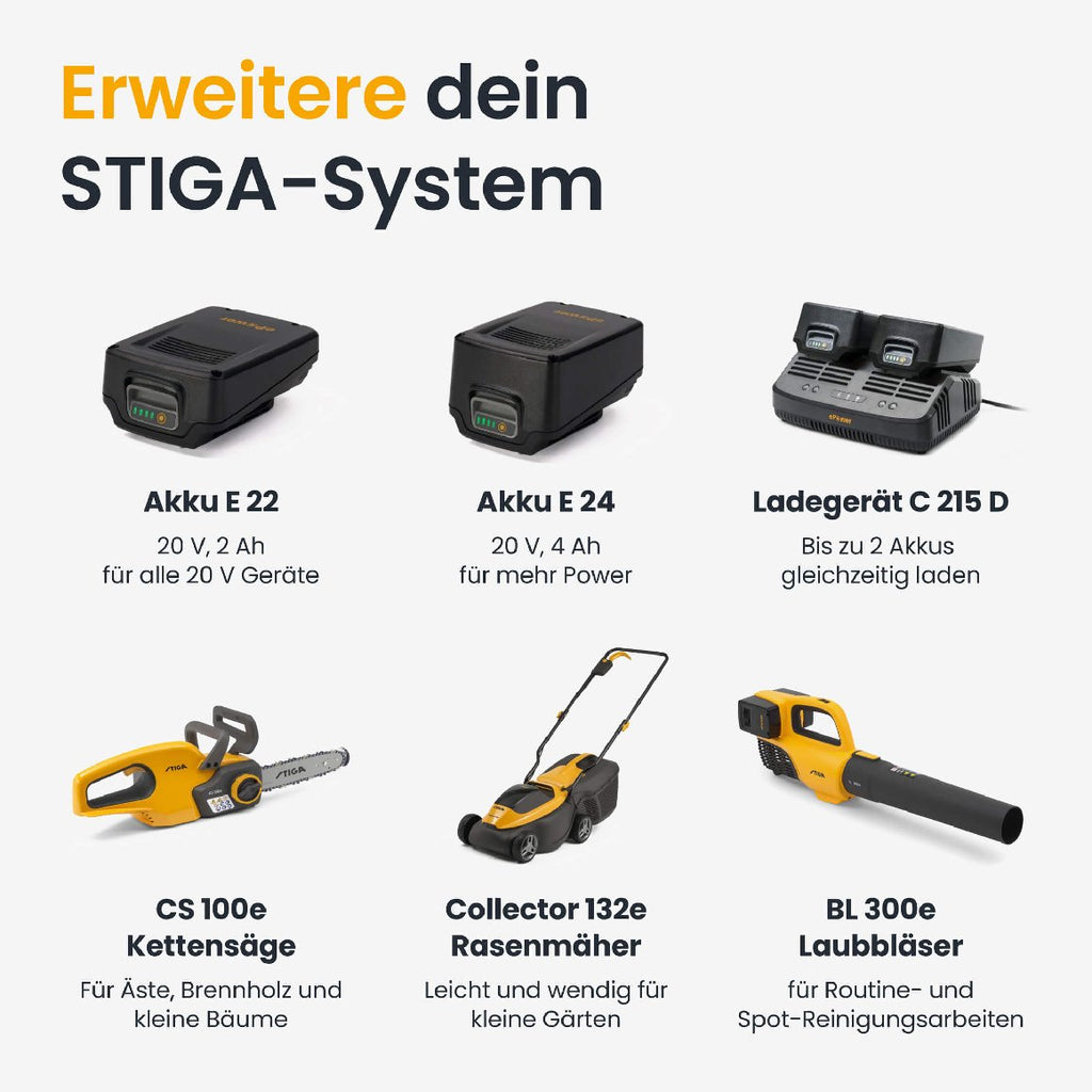 Stiga Akku-Heckenschere HT 300e Kit mit 2 x 2 Ah Akku und Ladegerät