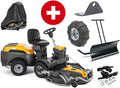 Stiga Frontmäher Park 500 W Winterpaket mit Mähwerk Combi 100 Q Plus, 120 cm Schneeschild und Schneeketten