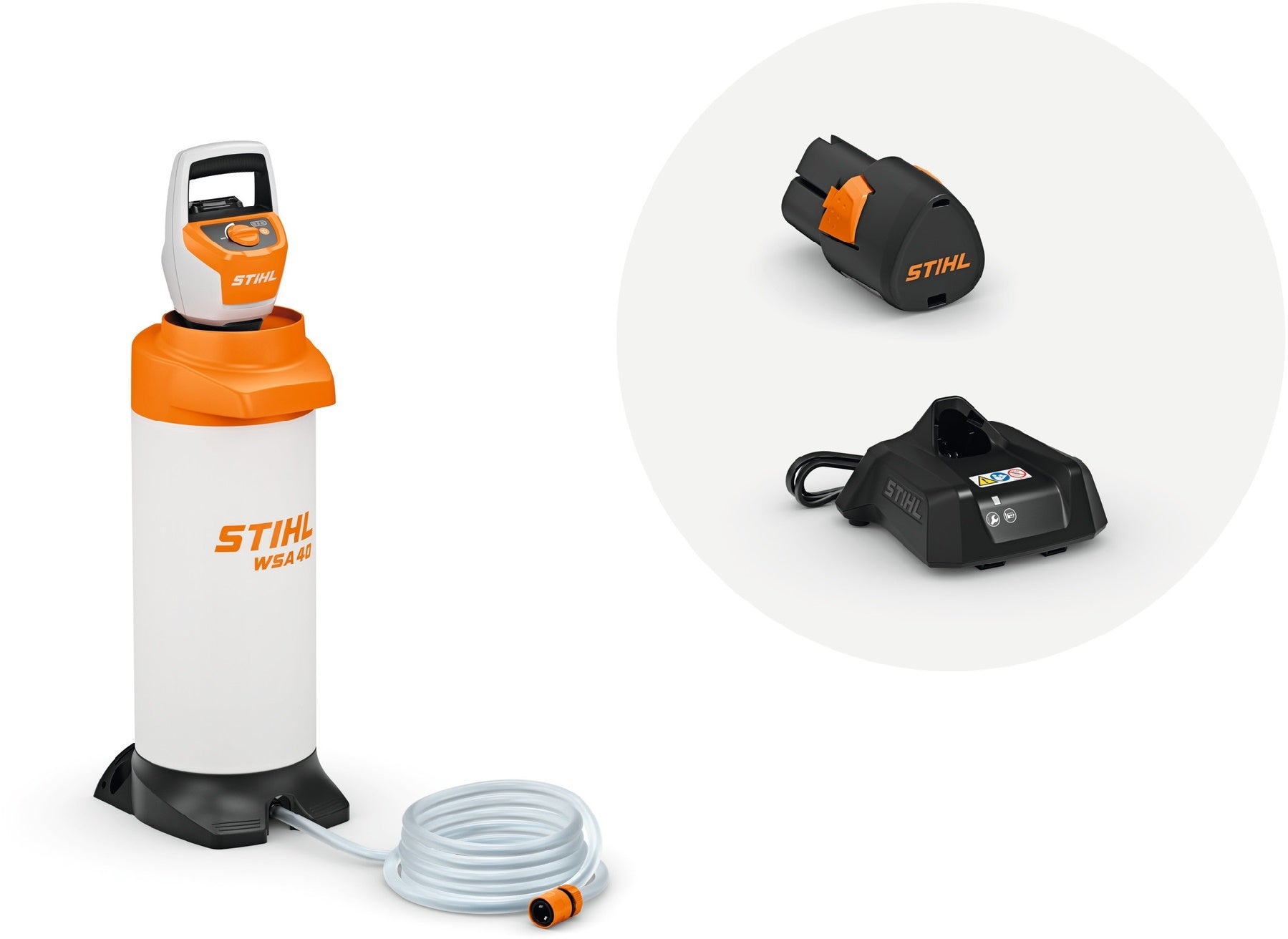 STIHL Akku-Wasserbehälter WSA 40 Set mit Akku AS2 und Ladegerät AL1