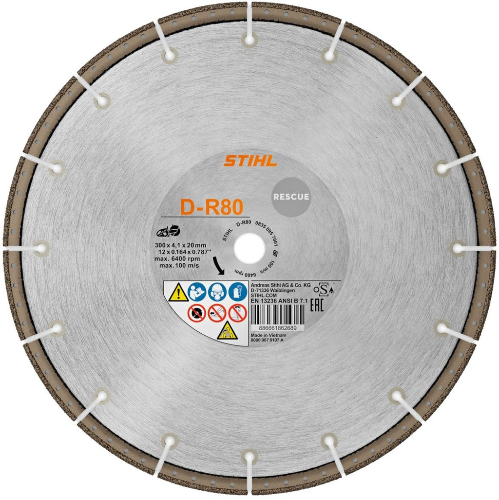 STIHL Akku-Trennschleifer TSA 300 Rescue mit 300 mm Diamant-Trennscheibe D-R80