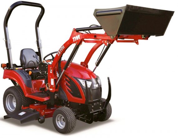 Tym Allrad-Kompakttraktor T194 mit Rasenbereifung, Frontlader und 137 cm Zwischenachsmähwerk