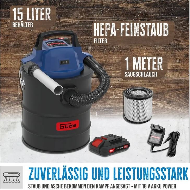 Güde Akku Aschesauger AS 18-201-05  inkl. Akku und Ladegerät