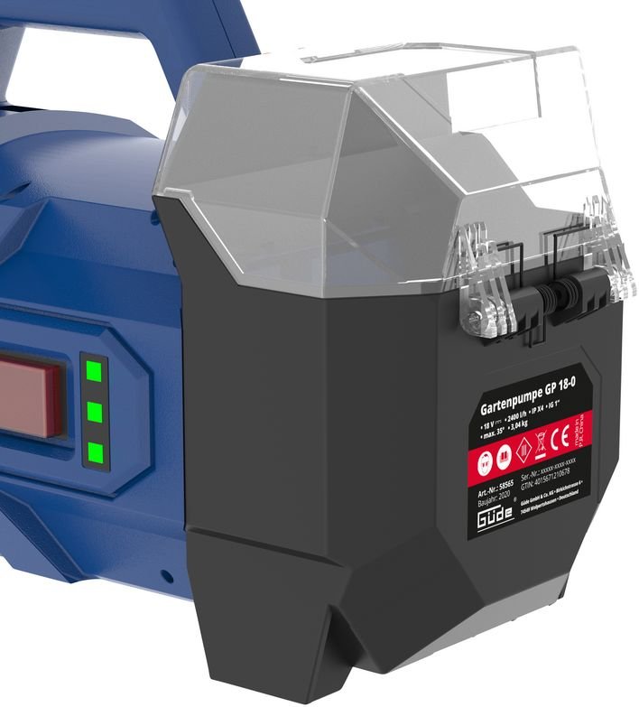 Güde Akku-Gartenpumpe GP 18-401-30 inkl. 4,0 Ah Akkupack und Schnellladegerät