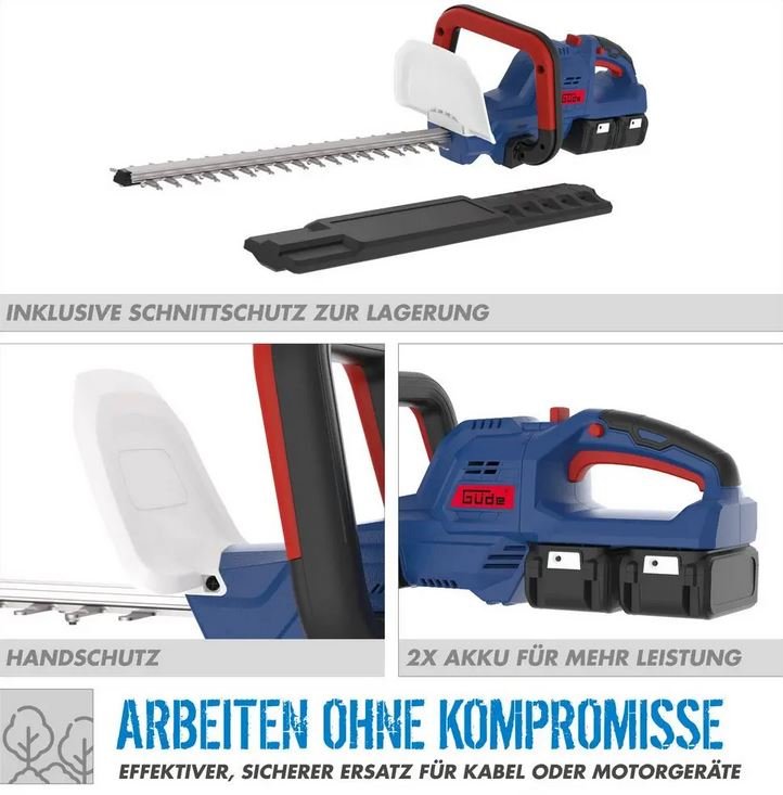 Güde Akku-Heckenschere HS 36-302-30 mit 2x Akkupack und Schnellladegerät