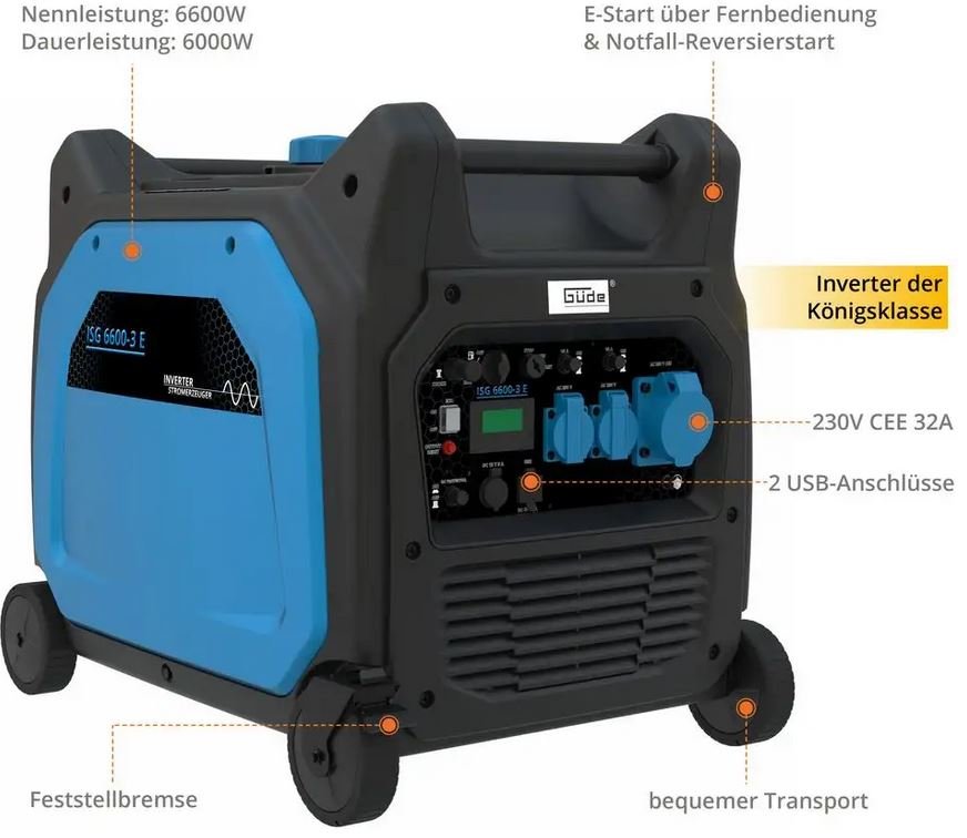 Güde Inverter-Stromerzeuger ISG 6600-3 E - Modell 2025