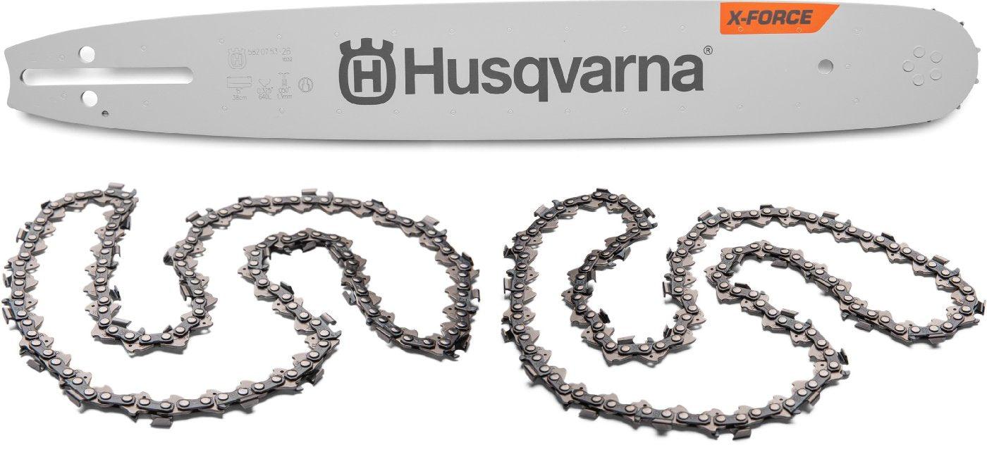 Husqvarna Ketten und Schienen KIT SP33G 35cm - 2 x HM Kette und 1 x X-Force Schiene - MotorLand.at